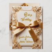 "Reliëf Bloemen Bruiloft Uitnodiging Satijnen Stri (Voorkant / Achterkant)