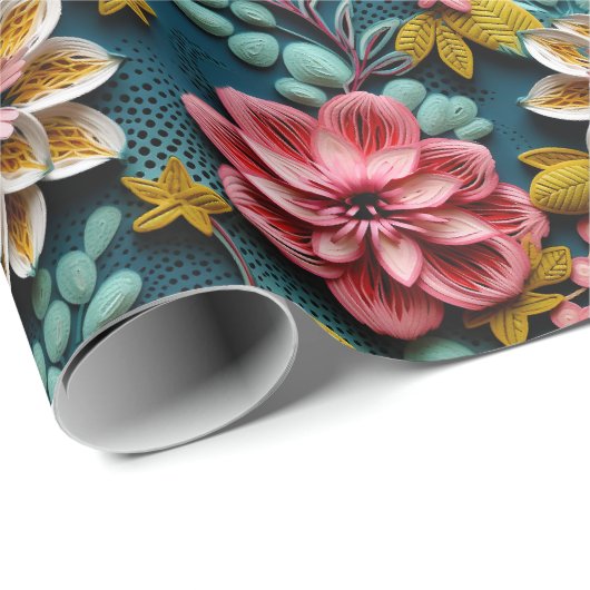 Reliëf Bloemen  Cadeaupapier (Rol Hoek)