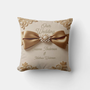Reliëf Bloemige Trouw Uitnodiging – Satijnen Strik Kussen