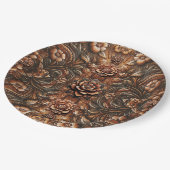 Reliëf Bloemmotief Kunstleer Elegant Uitzicht Papieren Bordje (Gekanteld)