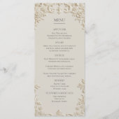 Reliëf Elegante Ivoren Bloem Bruiloftsmenu Menu (Voorkant)