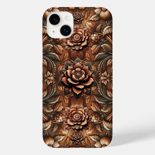 Reliëf Gebloemde Nep Leer Uiterlijk Case-Mate iPhone Case (Achterkant)