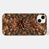 Reliëf Gebloemde Nep Leer Uiterlijk Case-Mate iPhone Case (Achterkant (horizontaal))
