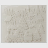 Reliëf Kerstdorp met Kerstman Trein Knutselproject Cadeaupapier (Vlak)
