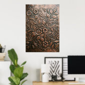 Reliëf Kunst van Gebombeerd Koper Bloem Poster (Thuiskantoor)
