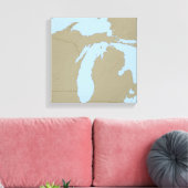 Relief Map van Michigan Canvas Afdruk (Insitu (Woonkamer))
