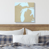 Relief Map van Michigan Canvas Afdruk (Insitu (Slaapkamer))