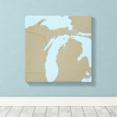 Relief Map van Michigan Canvas Afdruk (Insitu (Houten vloer))