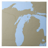 Relief Map van Michigan Tegeltje (Voorkant)