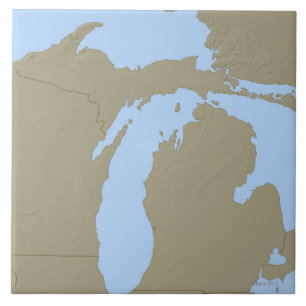 Relief Map van Michigan Tegeltje