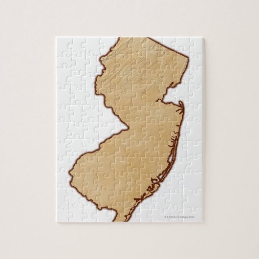 Relief Map van New Jersey Legpuzzel (Verticaal)