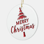 Reliëf "Prettig Kerstfeest" Boomtekst op Wit Keramisch Ornament (Links)