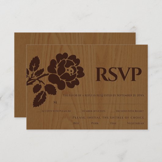  reliëf roos rustieke bruiloft RSVP-kaart RSVP Kaartje (Voorkant / Achterkant)
