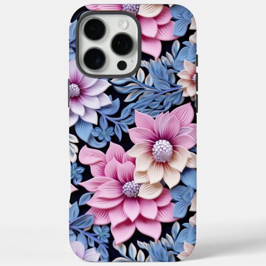 Reliëf Roze Bloemen Case-Mate iPhone Case (Achterkant)