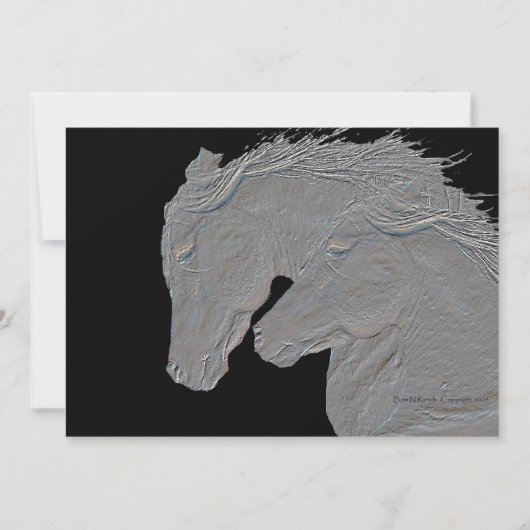 Reliëf uitziende paarden Zwarte achtergrond (Voorkant)
