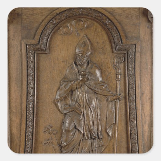 Reliëf van St. Medard Bishop Vierkante Sticker (Voorkant)