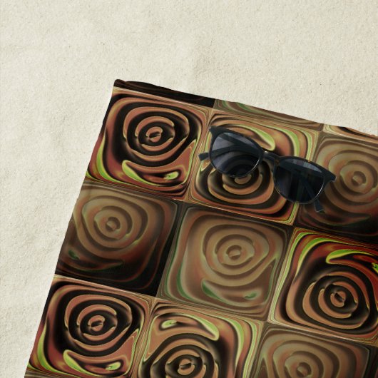 Reliëf van vierkanten met bruine gradiëntcirkels strandlaken (In situ)