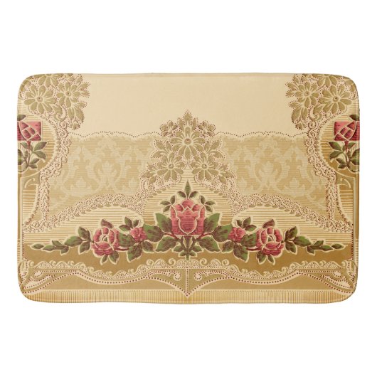 reliëfstijl Goud en rood Bloemen Badmat (Voorkant)