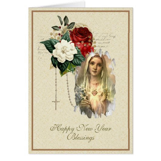 Reliek Nieuwjaar Maagd Maria Rozenkrans Bloemen (Voorkant)
