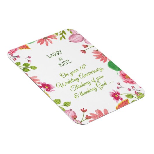 Relieuze bloemen voor 10-jarig huwelijksjubileum magneet (Rechterzijde)