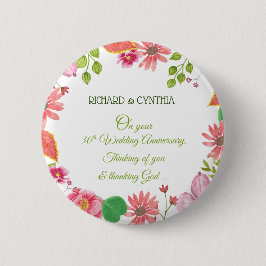 Relieuze bloemen voor 30-jarig huwelijksjubileum ronde button 5,7 cm