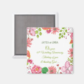 Relieuze bloemen voor 40-jarig huwelijksjubileum magneet (Voorkant / Achterkant)
