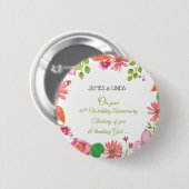 Relieuze bloemen voor 40-jarig huwelijksjubileum ronde button 5,7 cm (Voorkant /achterkant)
