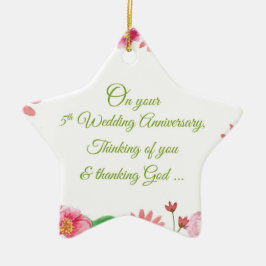 Relieuze bloemen voor 5-jarig huwelijksjubileum keramisch ornament