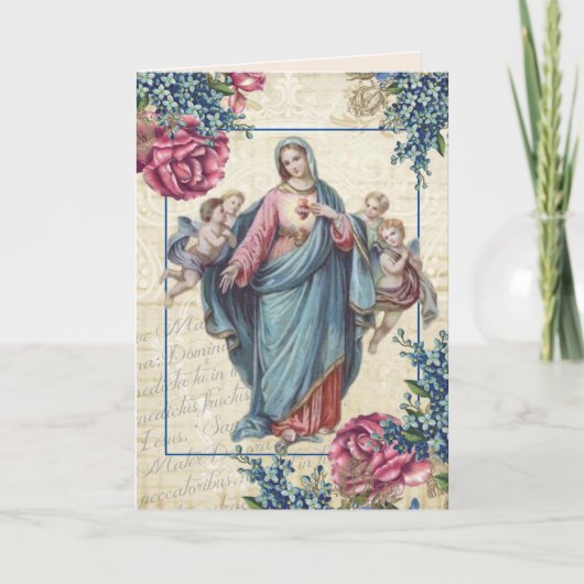 Relieuze Moedersdag Gezegende Maagd Maria Engelen Kaart (Voorkant)