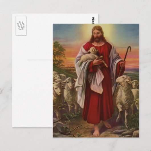  religie, Christus de kuddekudde Briefkaart (Voorkant / Achterkant)