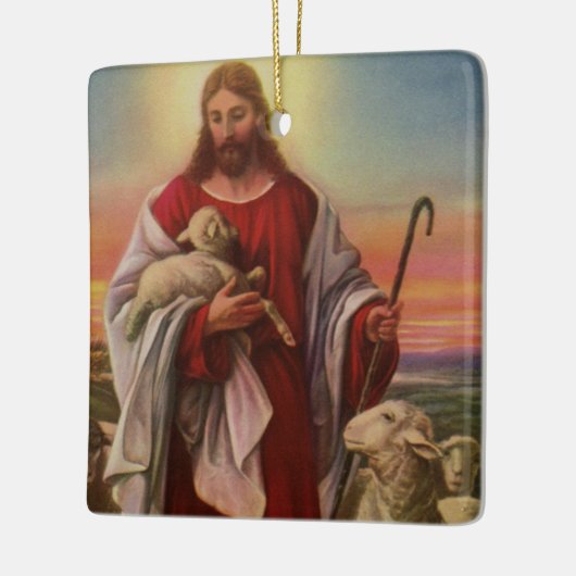  religie, Christus de kuddekudde Keramisch Ornament (Links)