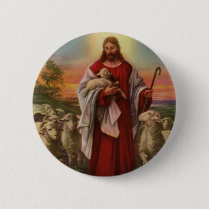 religie, Christus de kuddekudde Ronde Button 5,7 Cm