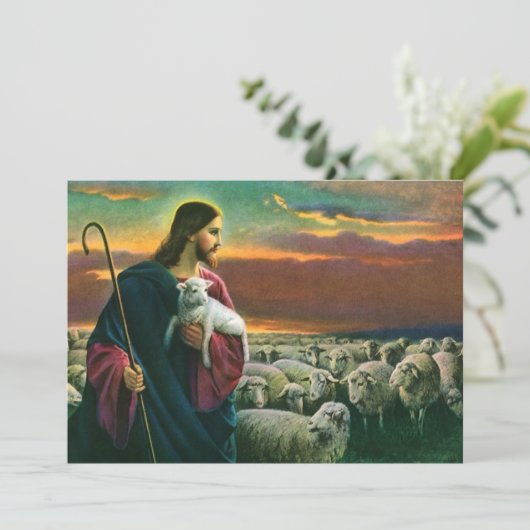  religie, Christus Good Shepherd met koppel (Staand voorkant)