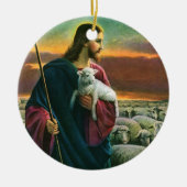  religie, Christus Good Shepherd met koppel Keramisch Ornament (Voorkant)