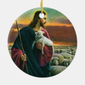  religie, Christus Good Shepherd met koppel Keramisch Ornament (Achterkant)