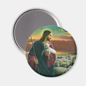  religie, Christus Good Shepherd met koppel Magneet (Voorkant / Achterkant)