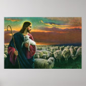  religie, Christus Good Shepherd met koppel Poster (Voorkant)