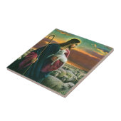  religie, Christus Good Shepherd met koppel Tegeltje (Zijkant)