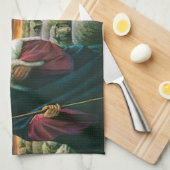  religie, Christus Good Shepherd met koppel Theedoek (Quarter Fold)