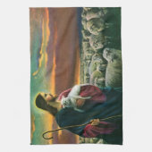  religie, Christus Good Shepherd met koppel Theedoek (Verticaal)