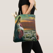  religie, Christus Good Shepherd met koppel Tote Bag (Dichtbij)