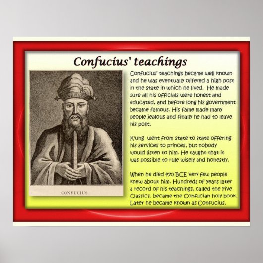 Religie, Confucianisme, Onderwijzen 1 Poster (Voorkant)