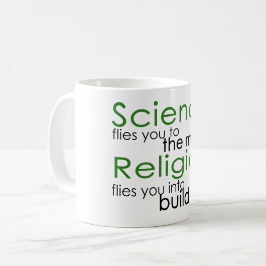 Religie en wetenschap koffiemok (Voorkant links)