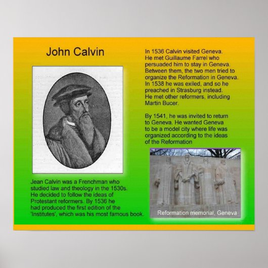 Religie, geschiedenisherformulering "John Calvin" Poster (Voorkant)
