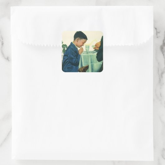  religie, Gezegde-peuter op Thanksgiving Vierkante Sticker (Tas)