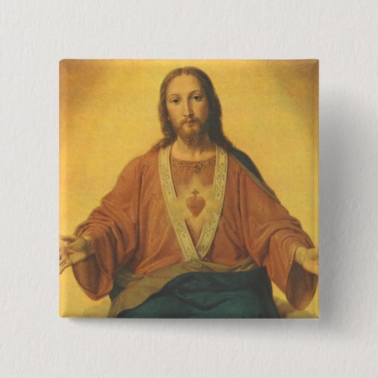  religie, heilig hart van Jezus Christus Vierkante Button 5,1 Cm (Voorkant)