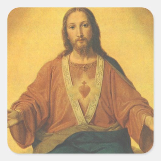  religie, heilig hart van Jezus Christus Vierkante Sticker (Voorkant)
