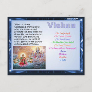 Religie, hindoe Gods, Vishnu Briefkaart