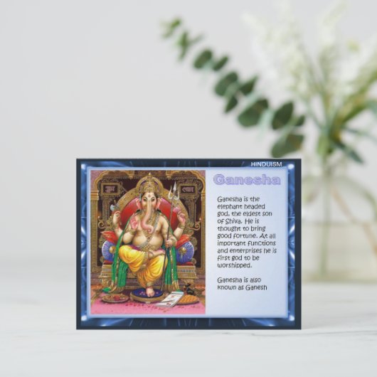 Religie, hindoes, Ganesha Briefkaart (Staand voorkant)