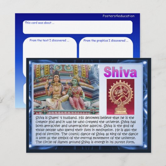 Religie, Indiase hindoegoden, Shiva Briefkaart (Voorkant / Achterkant)